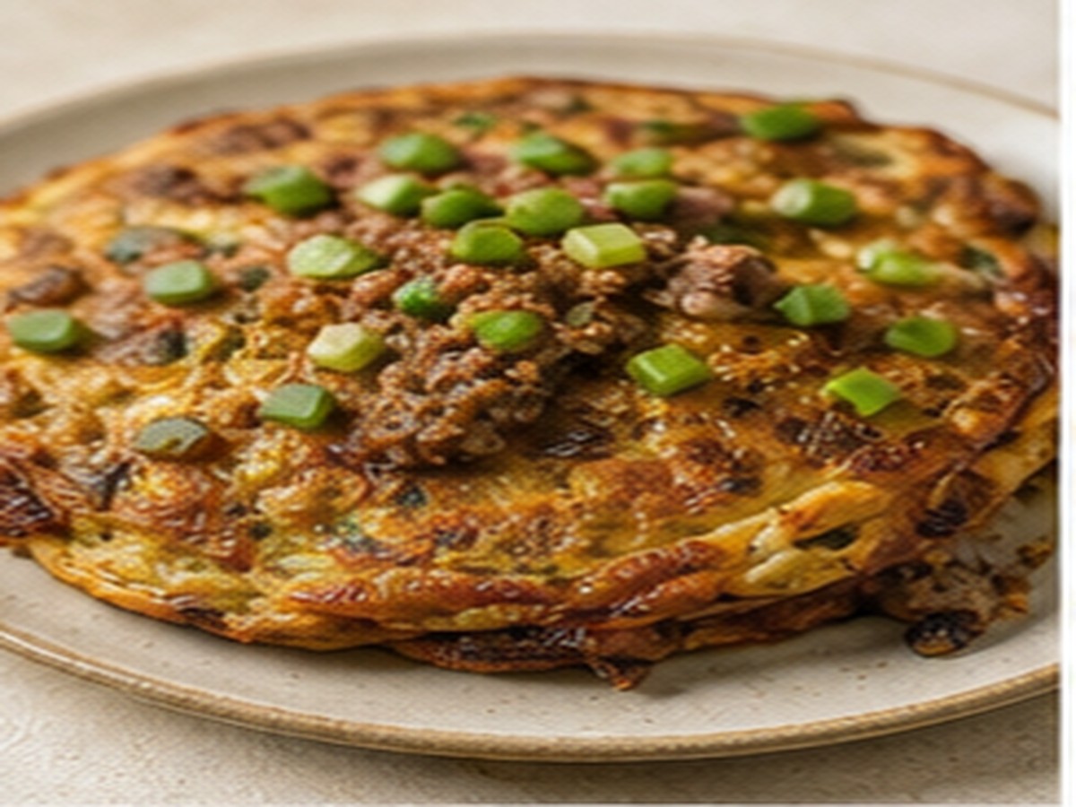 Eggplant omelette with ground pork