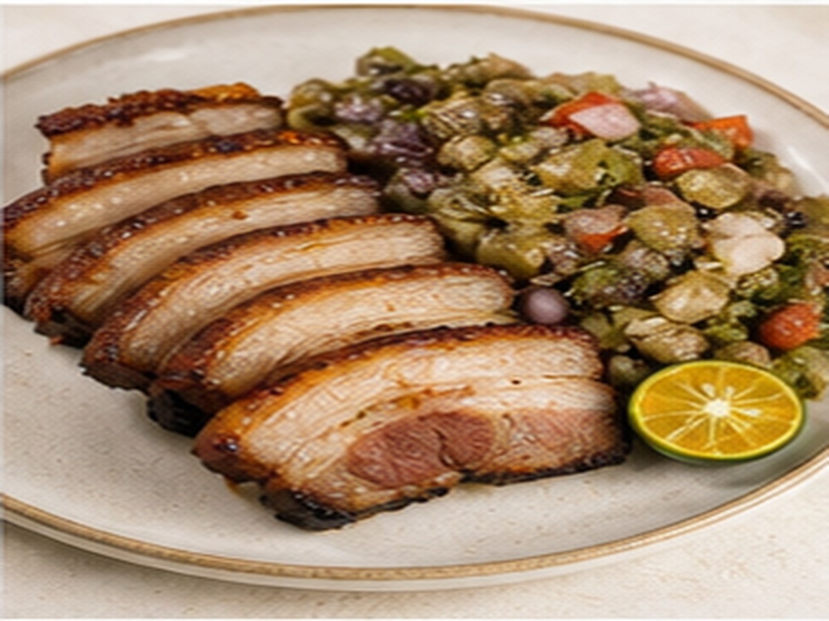 Grilled liempo with ensaladang talong